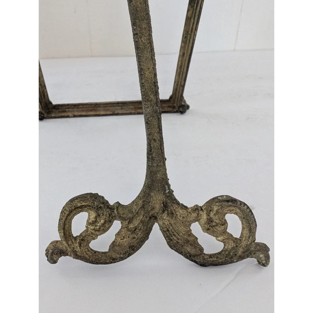 Antique c.1900 Cast Brass Architectural 4x6 Frame #731 Original Easel No Glass